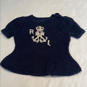 Ralph Lauren Navy Blue Knit Sweater with Appliqué Design